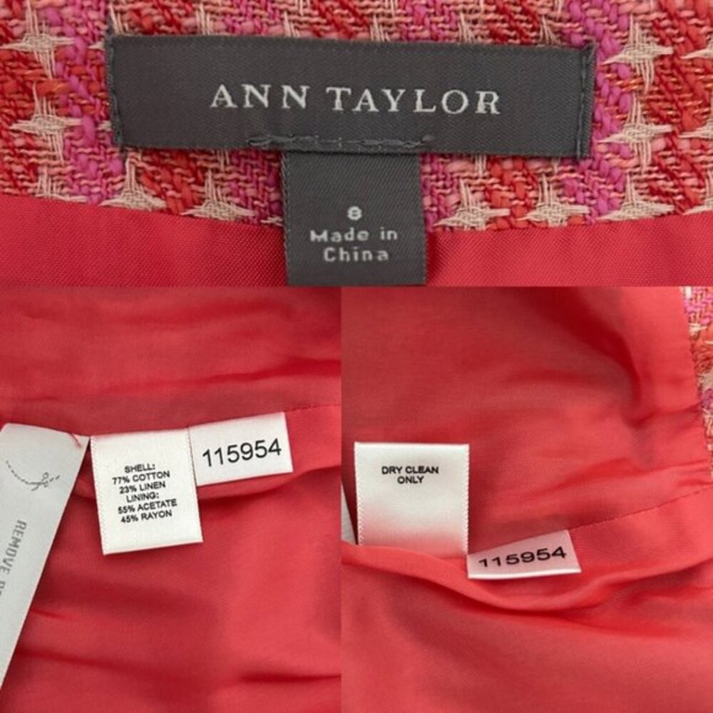 Ann Taylor Linen Blend Pink Orange Tweed Flared‎ Skirt NWT (8) - Picture 15 of 16